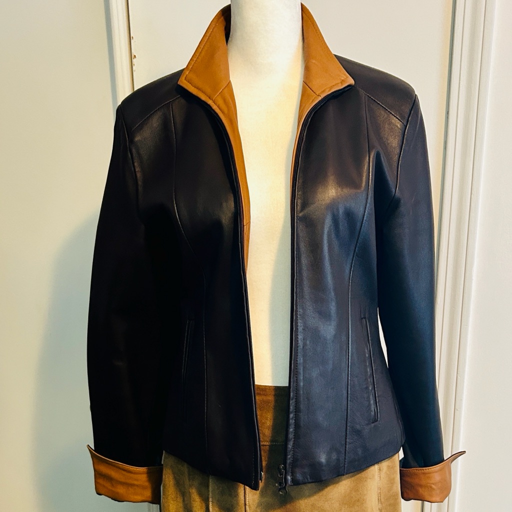 Giotto Italian Leather Jacket Mixed Brown